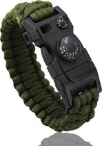 Paracord Survival Armband met 15 Functies! - Groen - Handige & Comfortabele Reisgadget met 15 functies! - Stoere Survival Multi Tool - Multi Tool - Inclusief Magnesium Vuurstarter