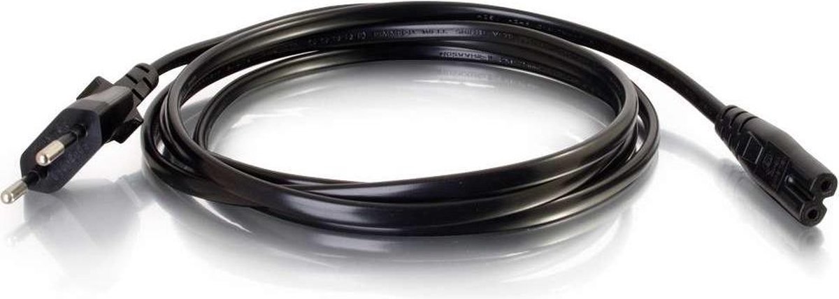 C2G Non-Polarised Power Cord - Voedingskabel - Iec 60320 C7 Naar Cee 7/7 (M) - 250 V Wisselstroom V - 3 M - Gevormd - Zwart - Europa