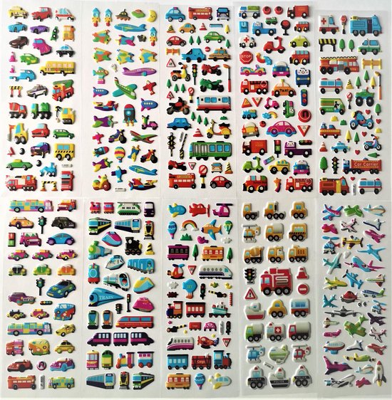 Super leuke 10 vellen stickers voor kinderen - Hoge kwaliteit kinderstickers  - Auto's... | bol.com