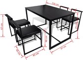 Eetkamer set 5-delig zwart (incl. vloerviltjes)