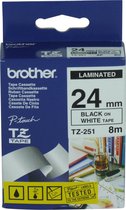 Brother TZE251 Labelprinter-tape - Wit