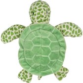 Pluche groene zeeschildpad handpop knuffel 24 cm - Schildpadden zeedieren knuffels - Poppentheater speelgoed kinderen