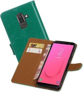 Zakelijke Book Case Telefoonhoesje Geschikt voor de Samsung Galaxy J8 - Portemonnee Hoesje - Pasjeshouder Wallet Case - Groen