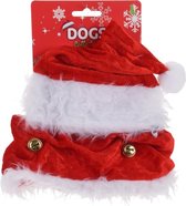 Kerstmuts Met Halsband Hond - Dierenkleding - Rood/Wit
