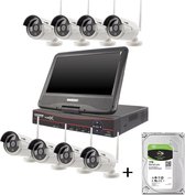 YubiX CCTV Beveiligingscamera set 8 camera's 10.1" monitor + 1000GB harde schijf