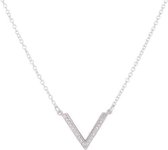 24/7 Jewelry Collection V Ketting - Diamantjes - Zilverkleurig
