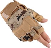 1 Paar Handschoenen zonder Vingers - Army Beige maat XL - Fitness Gewichtheffen