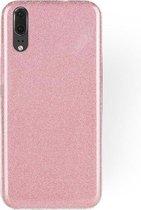 Huawei P20 Hoesje - Glitter Back Cover - Roze