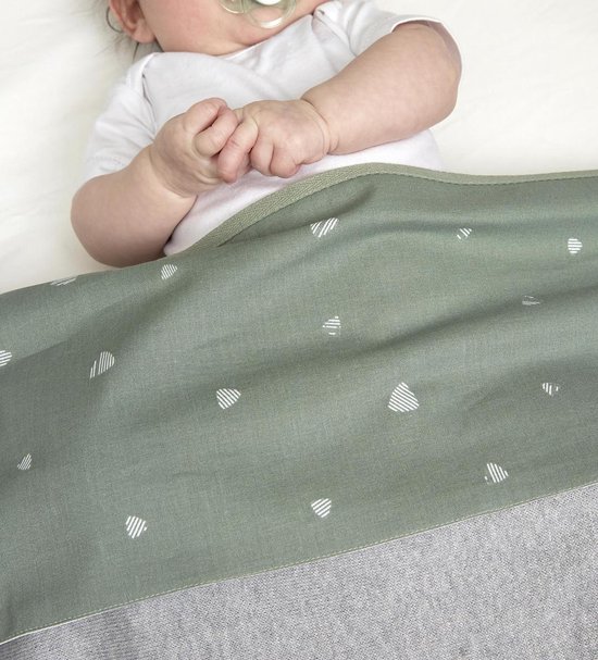 Meyco ledikantlaken Sweet triangle - 100x150 - stone green