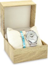 CO88 Collection Gift Set 8CO SET023 Horloge Geschenkset - Horloge met Armband - Ø 32mm - Zilverkleurig / Blauw