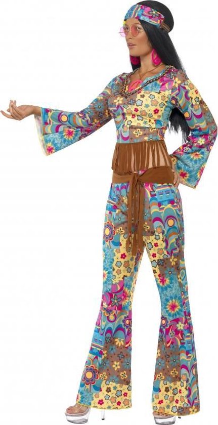 Gekleurde flower power Hippie Sixties dames verkleedkleding 36-38 (S) |  bol.com