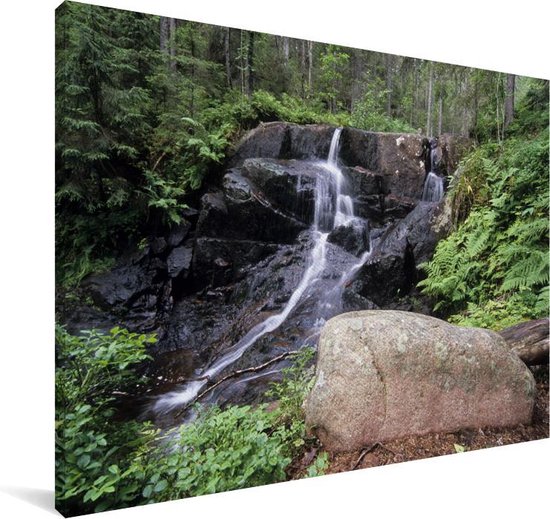 Cascade dans les forêts du parc national de Skuleskogen en Suède Toile 120x80 cm - Tirage photo sur toile (Décoration murale salon / chambre)