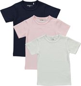 Dirkje Meisjes Shirts Korte Mouwen (3stuks) Blauw, Lichtroze en Wit - Maat 110