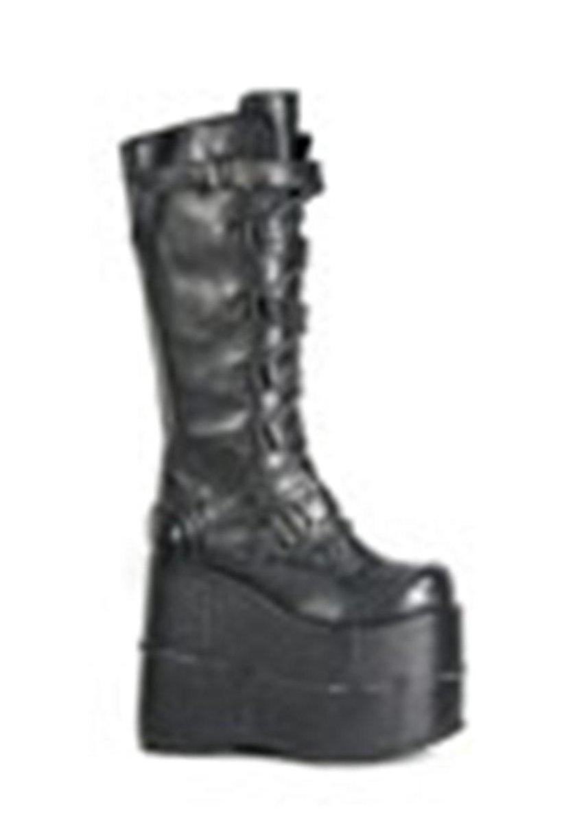 Demonia Stack 308 Demonia Strappy Zig Zag Knee High Platform Boots