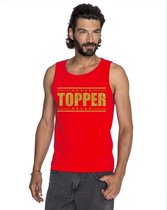 Toppers Rood Topper mouwloos shirt/ tanktop in gouden glitter letters heren - Toppers dresscode kleding L