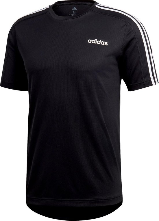 adidas D2M Tee 3S Heren Sportshirt - Black - Maat S