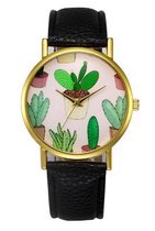 Hidzo Horloge Cactus Ø 37 mm - Zwart - In horlogedoosje