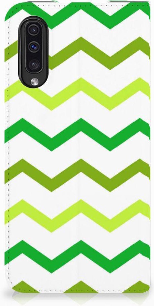 Standcase Hoesje voor Samsung Galaxy A50 Hoesje met Magneet Zigzag Groen