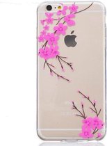 GadgetBay  Doorzichtige roze bloem tak silicone iPhone 6 6s hoesje case cover