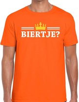 Oranje Biertje en kroon shirt heren - Oranje Koningsdagkleding XL