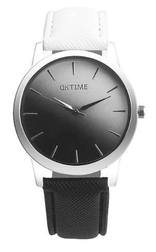 Hidzo Horloge Oktime  Ø 37 mm - Zwart/Wit - In horlogedoosje