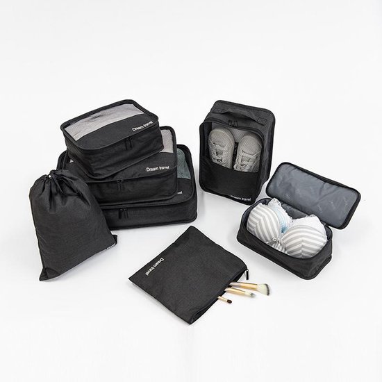 G4Free 4-delige set kofferorganizers, compressie- en compressiepaktassen en verpakkingskubussen, compressie- en kofferorganizerset en uitbreidbare kledingtassen voor vakantie en reizen