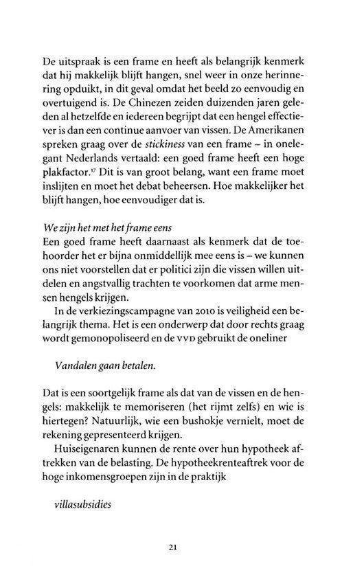 Pagina met tekst over framing en politiek. Geen afbeelding.