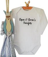 Rompertje baby met tekst Opa en Oma's Kanjer!  | Lange mouw | wit | maat 50/56 | cadeau zwangerschap aankondiging oma’s opa’s liefste worden voor verjaardag allerliefste   kind bab