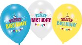 AMSCAN - 6 driekleurige latex Happy Birthday ballonnen - Decoratie > Ballonnen