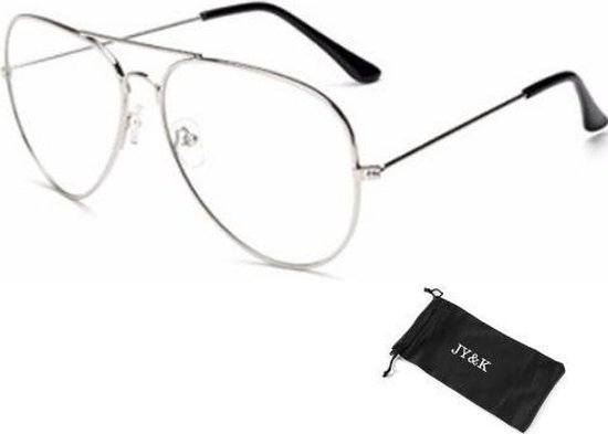 Bril zonder sterkte van JY&K | Inclusief fluwelen cover JY&K | zilver |  hipster |... | bol.com