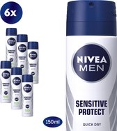 NIVEA MEN Sensitive Protect Deodorant Spray - 6 x 150 ml - Voordeelverpakking