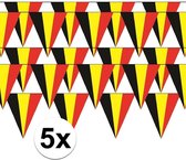 5x Belgie vlaggenlijn / slingers - 5 meter  - Belgische Rode Duivel supporter versiering