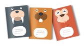 Heen en weer boekjes oppasboekje voor kinderopvang 3 stuks: walrus, bever & aap