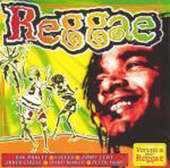 Reggae compilatie CD hoes met Bob Marley, dansende figuren en de tekst 'Veronica Goes Reggae'.