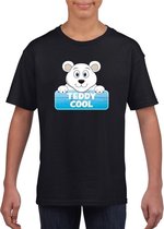 Teddy Cool de ijsbeer t-shirt zwart voor kinderen - unisex - ijsberen shirt M (134-140)