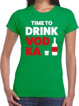 Time to drink Vodka tekst t-shirt groen dames XL