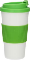 Tasse à café et thé Thermo pour On the go blanc vert - 18x9x9cm | Tasse isotherme pour emporter café ou thé avec vous | Mug isotherme | Garde votre café au chaud pendant la conduite