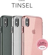 iPhone Xs Max - UNIQ - Zeer mooi ontworpen hoesje, extreem sterk Military Grade gecertificeerd hoesje – CLARION TINSEL– Zilver, glitters & Flexibele rubberen achterkant