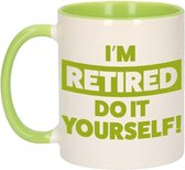 Pensioen kado mok / beker groen - I'm retired do it yourself!. - 300 ml - VUT