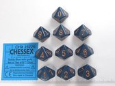 Chessex Opaque Dusty Blue/gold D10 Dobbelsteen Set (10 stuks)