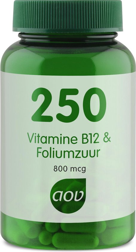 AOV 250 Vitamine B12 Foliumzuur 800 mcg Voedingssupplementen 60 vegacaps |