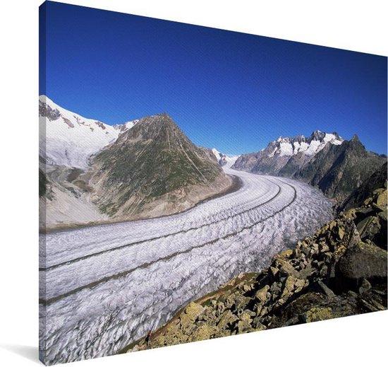Le glacier d'Aletsch dans le canton suisse du Valais avec ciel clair Toile 180x120 cm - Tirage photo sur toile (Décoration murale salon / chambre) XXL / Groot format!