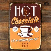 Chocolade - Warme Chocomelk - Metalen Decoratie Wandbord - Drinken