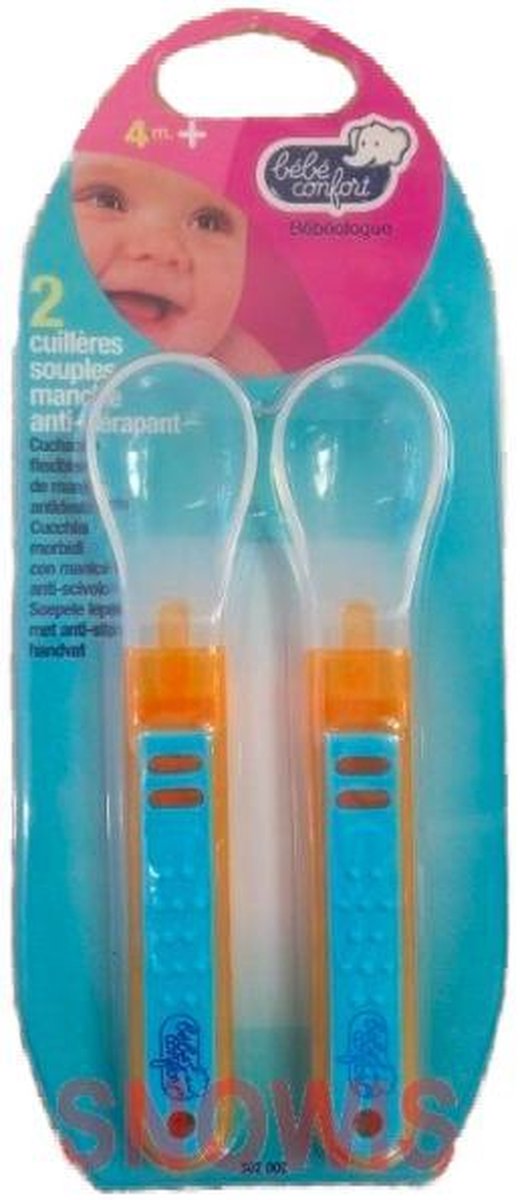 Goedkoopste Bebe Confort - 2 Soepele lepels met anti-slip handvat - Turquoise