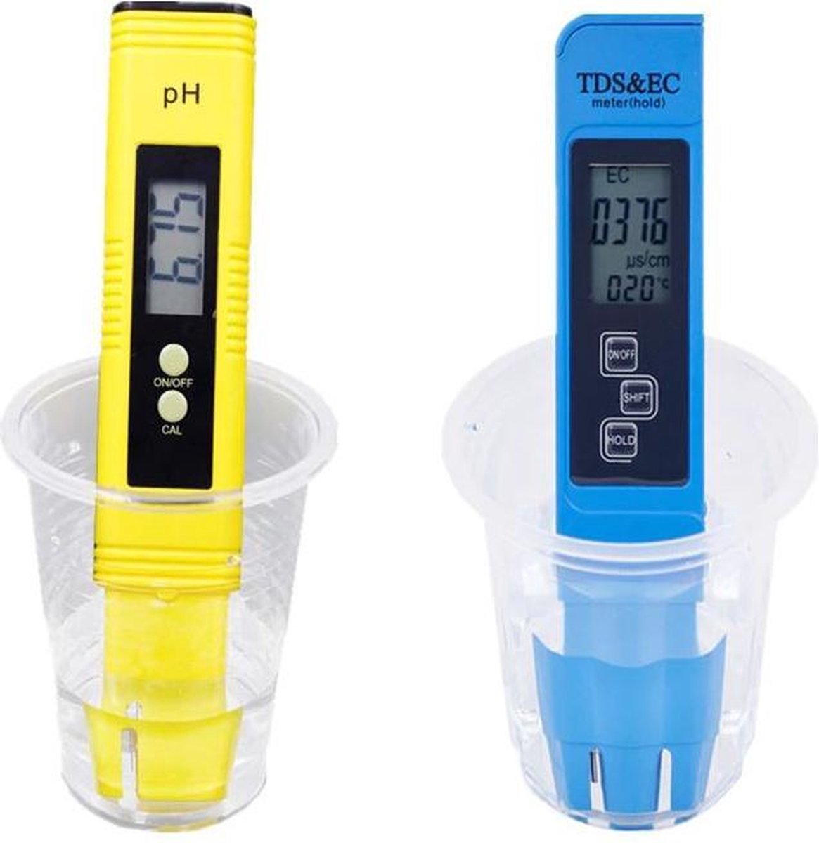 New Age Devi 2 stuks PH en EC Meter Accurate Digitale pH-Meter en EC-Meter voor Zwembad Vijver Aquarium inclusief batterijen