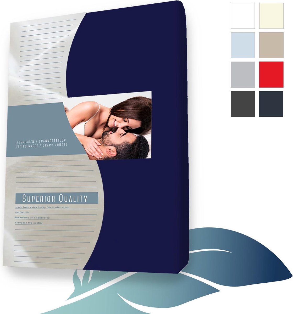 24-Bedding - Duopak Jersey Hoeslaken - 90x220 cm - Marine - Elastaan – Extra Zacht – 30 cm