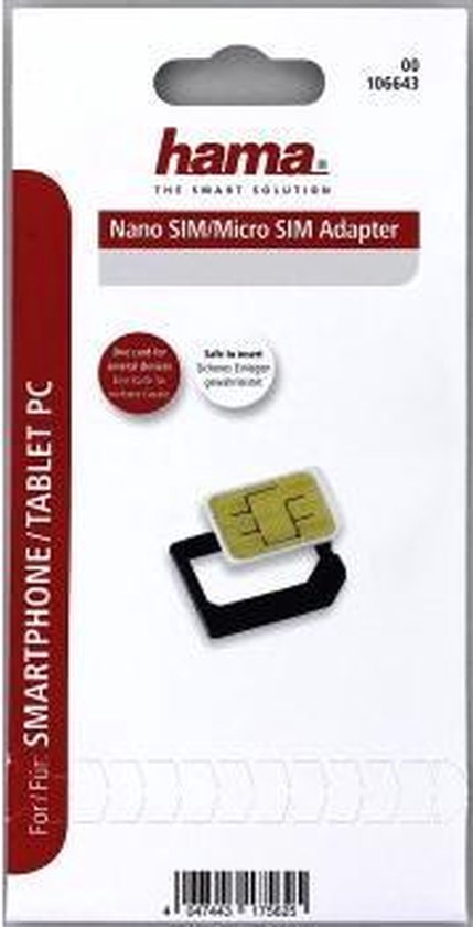 Hama SIM kaart adapter nano SIM - micro SIM - Hama