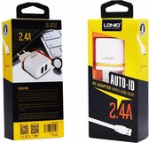 LDNIO AC52 Lader 2 poorten Oplader 2.4A met 1 Meter USB Kabel geschikt voor o.a iPhone 3G 3GS 4 4S iPod touch 3 4