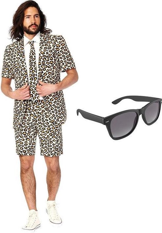 eetlust Cirkel Etna Luipaard print heren zomer kostuum / pak - maat 52 (XL) met gratis  zonnebril | bol.com