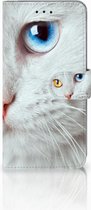 Geschikt voor Samsung Galaxy A6 Plus 2018 Uniek Bookcase Hoesje Witte Kat